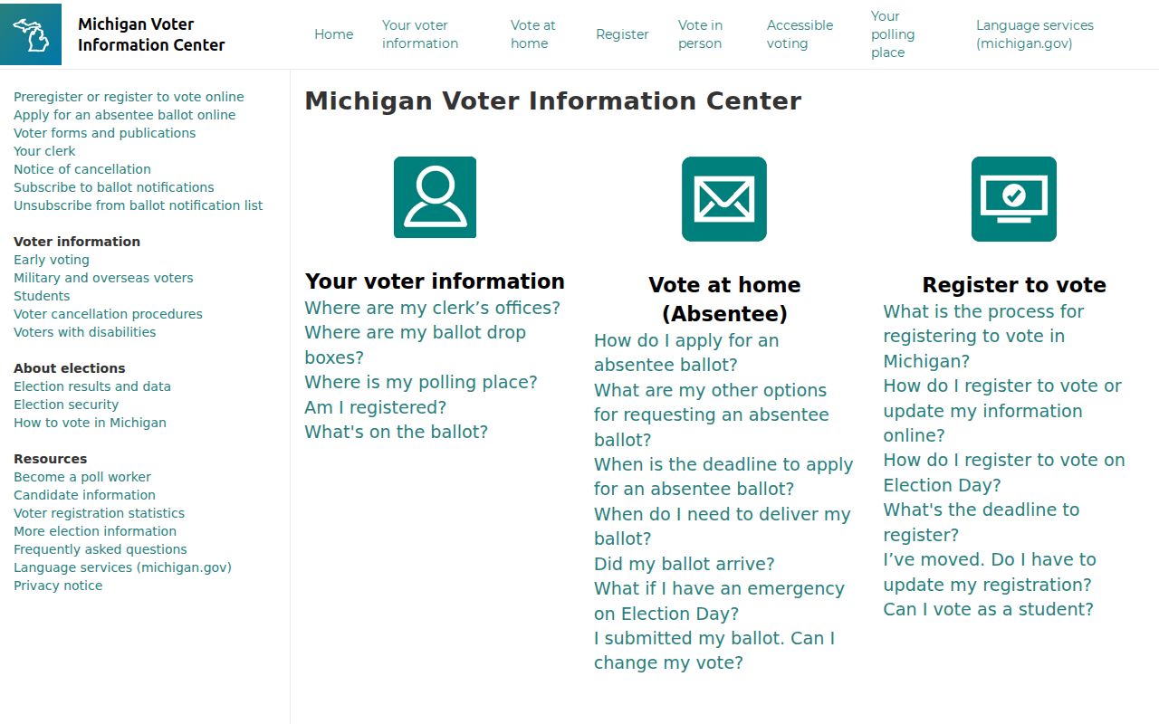 Bedford Township resident records Michigan voter lookup screen